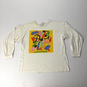 Vintage Ken Done Art & Design Sz M Australia Long Sleeve Shirt White Paint